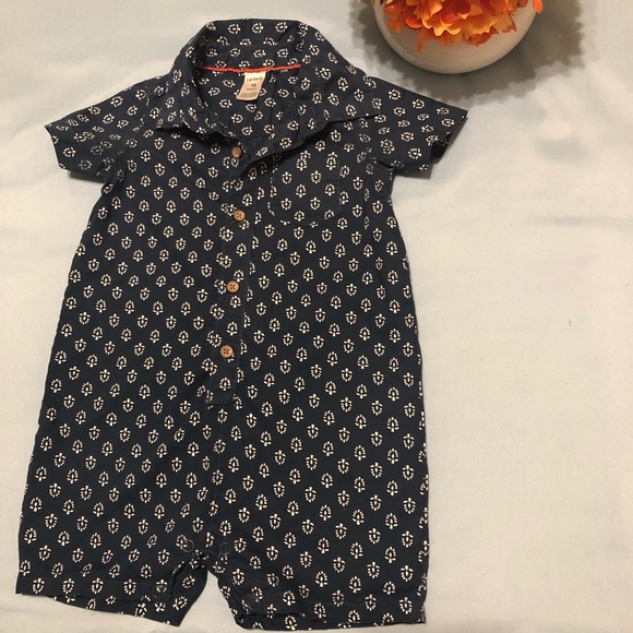 Carter's Baby Boy Short Sleeve Patterned Romper - Picture 6 of 7